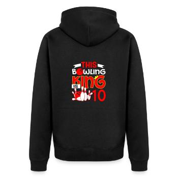 This Bowling King Is 10 Years Old - Unisex Premium Organic Zip Hoodie - black - Back - Nico (187cm)
