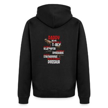 Papa saurus, daddysaurus papa dinosaure - Veste à capuche bio Premium Unisexe - noir - Dos - Nico (187cm)