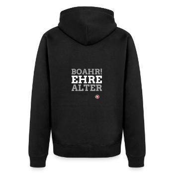 EHRE Du hast dir so richtig gegönnt - Unisex Premium Bio Zip Hoodie - Schwarz - Hinten - Nico (187cm)
