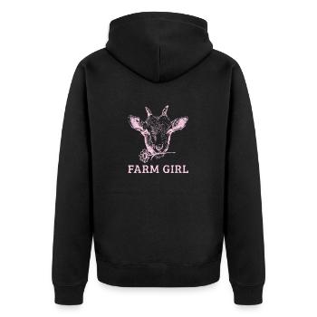 FARMGIRL Bauernhof Bauer Bäuerin Mädchen - Unisex Premium Bio Zip Hoodie - Schwarz - Hinten - Nico (187cm)
