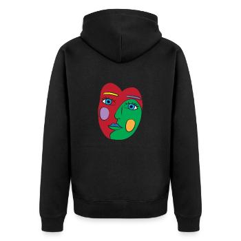 Abstract Stylish Kunst / cooles Gesicht Geschenk - Unisex Premium Bio Zip Hoodie - Schwarz - Hinten - Nico (187cm)