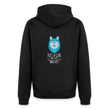 Just A Girl Who Loves Wolves - Unisex Premium Organic Zip Hoodie - black - Back - Nico (187cm)