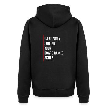 Ich beurteile still Ihre Brettspielfähigkeiten - Unisex Premium Bio Zip Hoodie - Schwarz - Hinten - Nico (187cm)