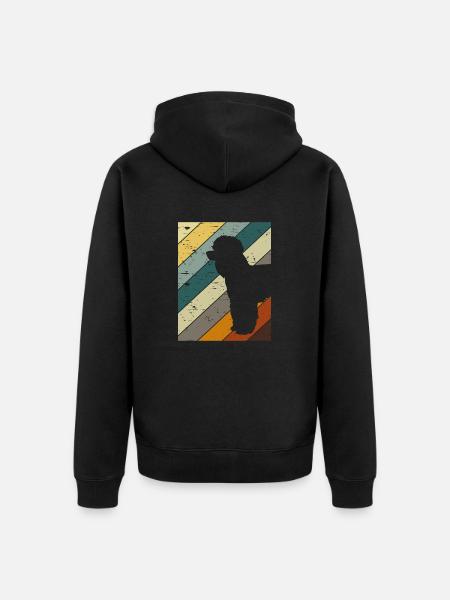 Retro Pudel Hunde - Unisex Premium Bio Zip Hoodie - Schwarz