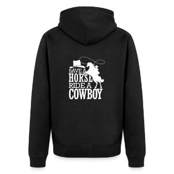 Save A Horse Ride a Cow Boy - Unisex Premium Organic Zip Hoodie - black - Back - Nico (187cm)