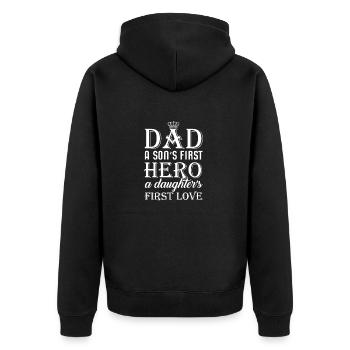 Dad a son's first hero a daughter's first love - Veste à capuche bio Premium Unisexe - noir - Dos - Nico (187cm)