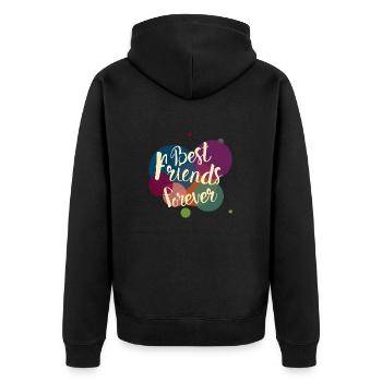 Beste Freunde für immer - Unisex Premium Bio Zip Hoodie - Schwarz - Hinten - Nico (187cm)