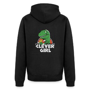 Clever girl Velociraptor dinosaur - Unisex Premium Organic Zip Hoodie - black - Back - Nico (187cm)