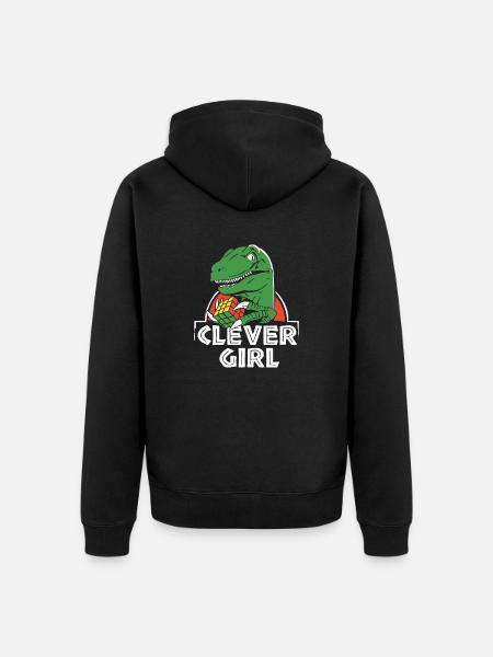 Smart pige Velociraptor dinosaur - Premium økologisk unisex-hættejakke - sort