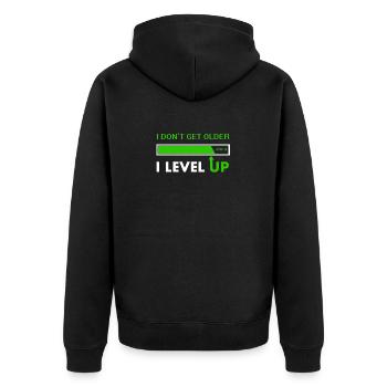 Gamer 35th Birthday-I Don't Get Older I Level Up - Unisex Premium Organic Zip Hoodie - black - Back - Nico (187cm)