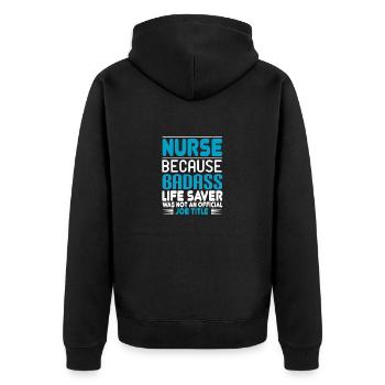 Badass Nurse T-shirt Life Saver - Veste à capuche bio Premium Unisexe - noir - Dos - Nico (187cm)