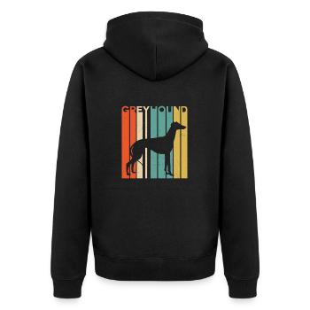Chien silhouette lévrier vintage rétro - Veste à capuche bio Premium Unisexe - noir - Dos - Nico (187cm)