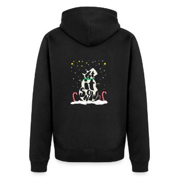 Laisse la neige | Noël | Canne en bonbon mignon bonhomme de neige - Veste à capuche bio Premium Unisexe - noir - Dos - Nico (187cm)