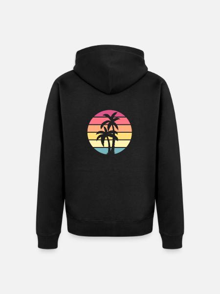 Palm tree distressed beach design - Unisex Premium Organic Zip Hoodie - black