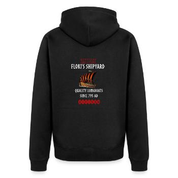 Viking Kattegat Floki T-Shirt für Wikingerliebhaber - Unisex Premium Bio Zip Hoodie - Schwarz - Hinten - Nico (187cm)