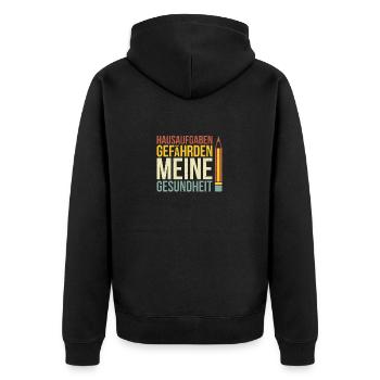 Hausaufgaben gefährden meine Gesundheit - Unisex Premium Bio Zip Hoodie - Schwarz - Hinten - Nico (187cm)