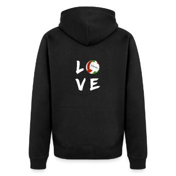 love volleyball Volleyballfeld volleyballer i love - Unisex Premium Bio Zip Hoodie - Schwarz - Hinten - Nico (187cm)