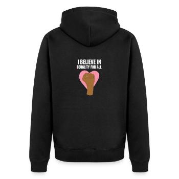 equality equal equality equal - Unisex Premium Organic Zip Hoodie - black - Back - Nico (187cm)