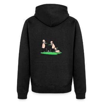 Schafe spielen Golf - Unisex Premium Bio Zip Hoodie - Schwarz - Hinten - Nico (187cm)