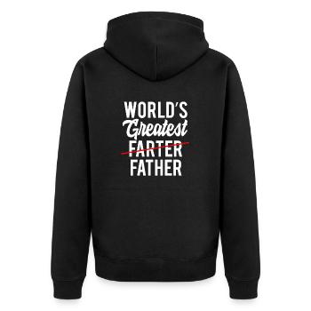 Worlds Greatest Farter Father - Unisex Premium Organic Zip Hoodie - black - Back - Nico (187cm)