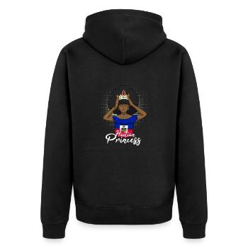 Haiti Haitian flag Ms. Princess I gift - Unisex Premium Organic Zip Hoodie - black - Back - Nico (187cm)