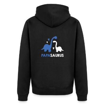 Papasaurus Geschenk für Vater Geburtstag Geschenki - Unisex Premium Bio Zip Hoodie - Schwarz - Hinten - Nico (187cm)