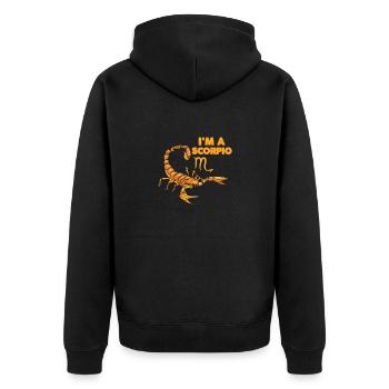 Zodiac Sign - I'm A Scorpio - Party - Unisex Premium Bio Zip Hoodie - Schwarz - Hinten - Nico (187cm)
