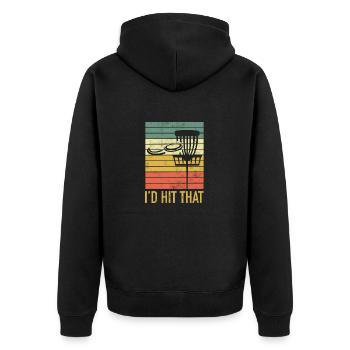Disc Golf Frisbee Retro Vintage Disc Golf - Unisex Premium Organic Zip Hoodie - black - Back - Nico (187cm)