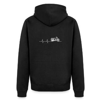 Simson S51 Herzschlag EKG Pulslinie Heartbeat - Unisex Premium Bio Zip Hoodie - Schwarz - Hinten - Nico (187cm)