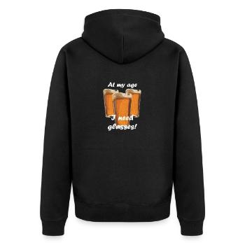 In meinem Alter brauche ich eine Brille - Unisex Premium Bio Zip Hoodie - Schwarz - Hinten - Nico (187cm)