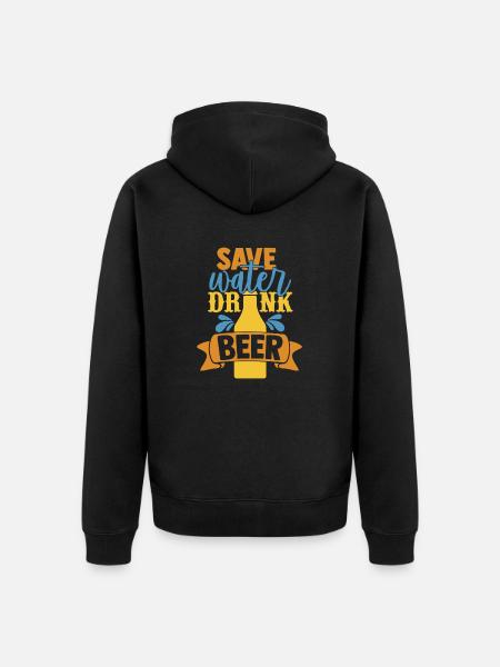 Save Water Drink Beer - Unisex Premium Organic Zip Hoodie - black