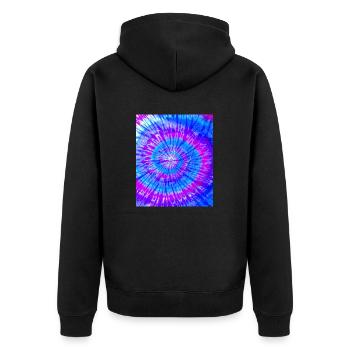 Abstract Pattern Colorful Batik Purple Blue - Unisex Premium Organic Zip Hoodie - black - Back - Nico (187cm)