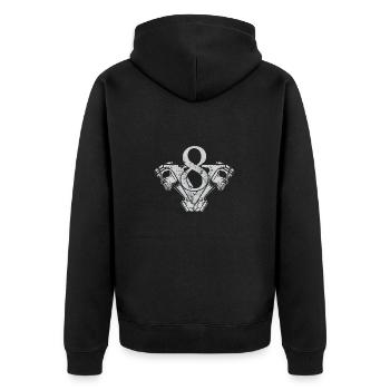 V8 Skull Cylinder Engine PS Turbo Car Lover - Unisex Premium Organic Zip Hoodie - black - Back - Nico (187cm)