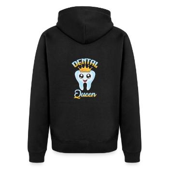 Dentist - Dental Queen Tiara - Clinic - Unisex Premium Bio Zip Hoodie - Schwarz - Hinten - Nico (187cm)
