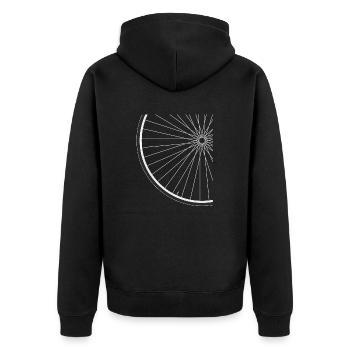 Fahrrad Reifen Ausschnitt - Unisex Premium Bio Zip Hoodie - Schwarz - Hinten - Nico (187cm)