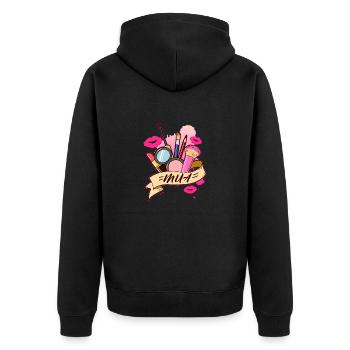 Make Up Artist Mua Kosmetik Beauty Salon Schminke - Unisex Premium Bio Zip Hoodie - Schwarz - Hinten - Nico (187cm)