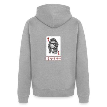 Queen Card Caro - Veste à capuche bio Premium Unisexe - gris chiné - Dos - Nico (187cm)