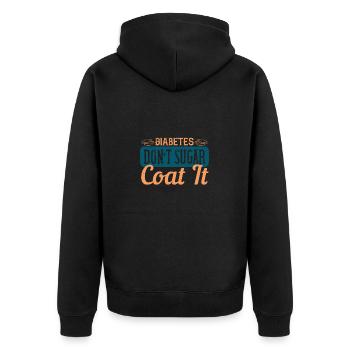 Diabetes beschönigt es nicht - Unisex Premium Bio Zip Hoodie - Schwarz - Hinten - Nico (187cm)