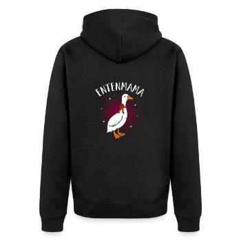 Entenmama Enten Mama Ententeich Laufente Mutter En - Unisex Premium Bio Zip Hoodie - Schwarz - Hinten - Nico (187cm)