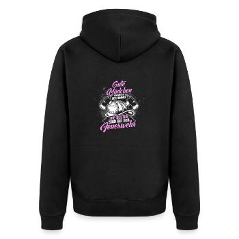 Feuerwehrfrau Feuerwehr Mädchen Frau Beruf Sprüche - Unisex Premium Bio Zip Hoodie - Schwarz - Hinten - Nico (187cm)