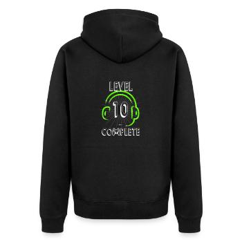 Cadeau complet du 10e anniversaire du joueur niveau 10 - Veste à capuche bio Premium Unisexe - noir - Dos - Nico (187cm)
