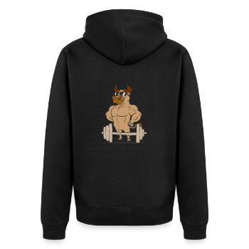 Gym Fitness Stier - Unisex Premium Bio Zip Hoodie - Schwarz - Hinten - Nico (187cm)