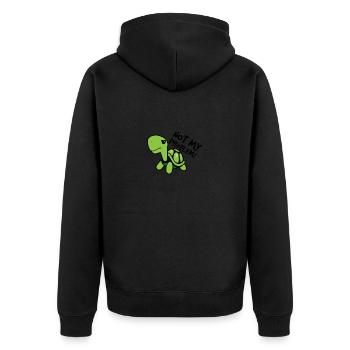 Not My Problem - Unisex Premium Organic Zip Hoodie - black - Back - Nico (187cm)
