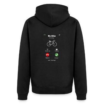 My bike is calling - Unisex Premium Organic Zip Hoodie - black - Back - Nico (187cm)