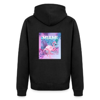 miami paradise, miami beach - Unisex Premium Bio Zip Hoodie - Schwarz - Hinten - Nico (187cm)