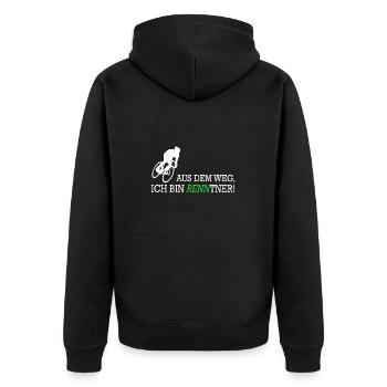 Rentner Fahrrad Radsport Rennrad Herren Geschenk - Unisex Premium Bio Zip Hoodie - Schwarz - Hinten - Nico (187cm)
