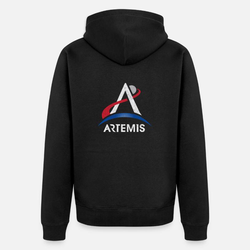 Logo du programme Artemis Lune Mars Espace Nasa Lunaire Mi - Veste à capuche bio Premium Unisexe - noir