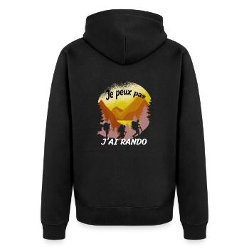 T-shirt je peux pas j ai rando, montagne, marcheur - Veste à capuche bio Premium Unisexe - noir - Dos - Nico (187cm)