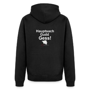 Saarland Saarländer witziger Spruch Geschenk - Unisex Premium Bio Zip Hoodie - Schwarz - Hinten - Nico (187cm)
