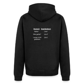 Saarland Saarländer witziger Spruch Geschenk - Unisex Premium Bio Zip Hoodie - Schwarz - Hinten - Nico (187cm)